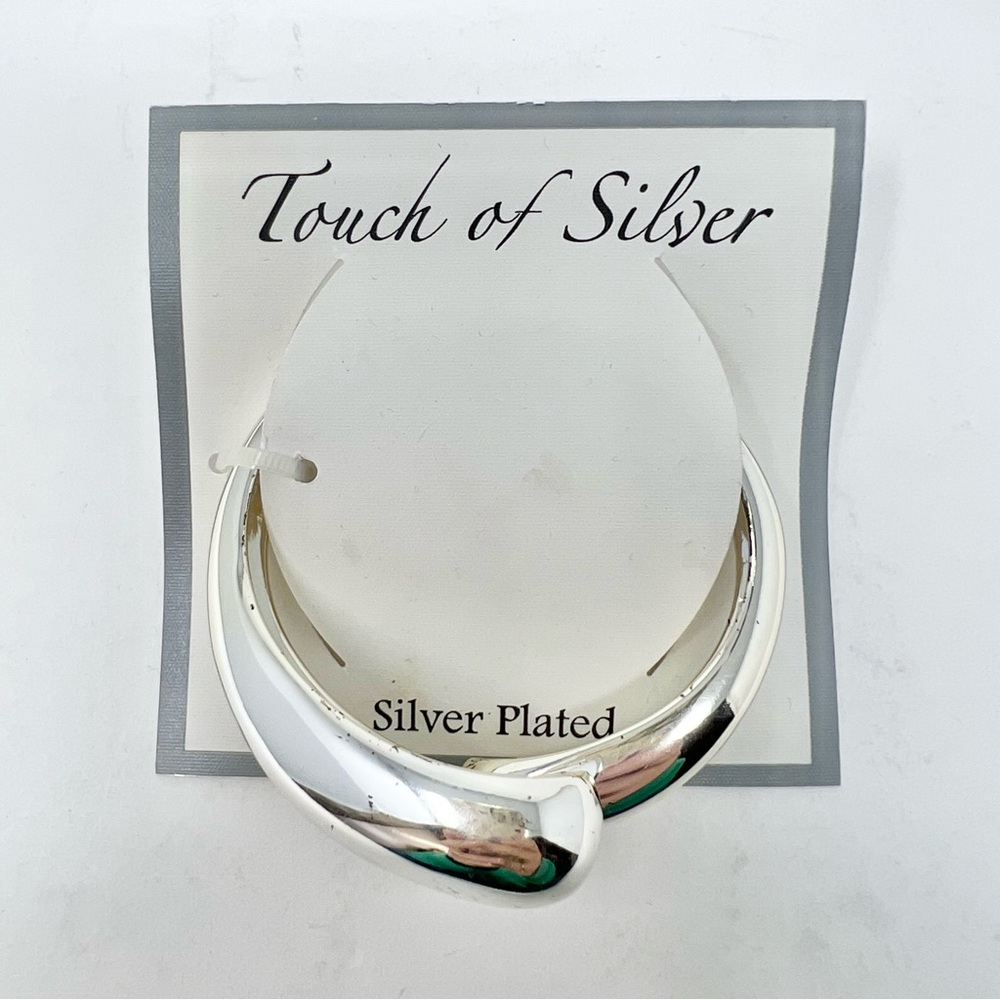 NWT Touch of Silver Trendy Hinged Cuff Bracelet Geometric Snake Silver Plated